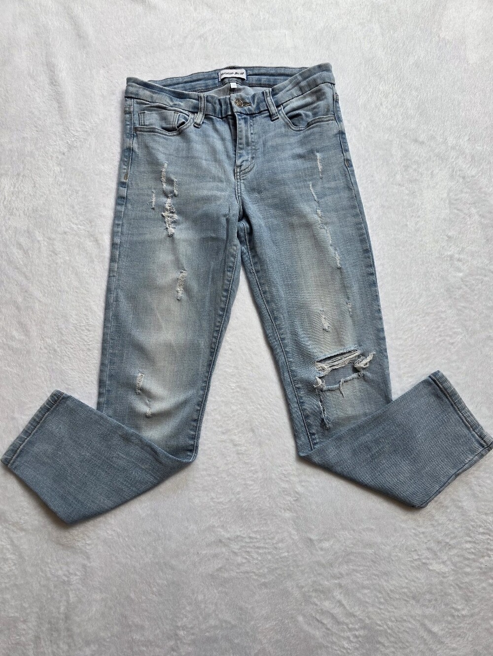 Studio Blue Distressed Light Wash Bootcut Jeans Size 29 Y2K